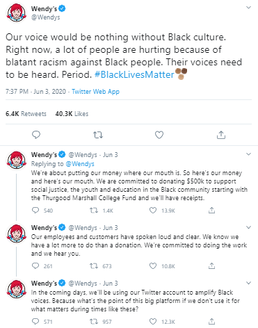 Wendy’s Supports Racial Equality Via Twitter Post