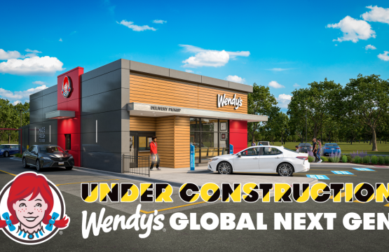Wendy's Global Next Gen Restaurant Rendering with "Under Construction" text overlay